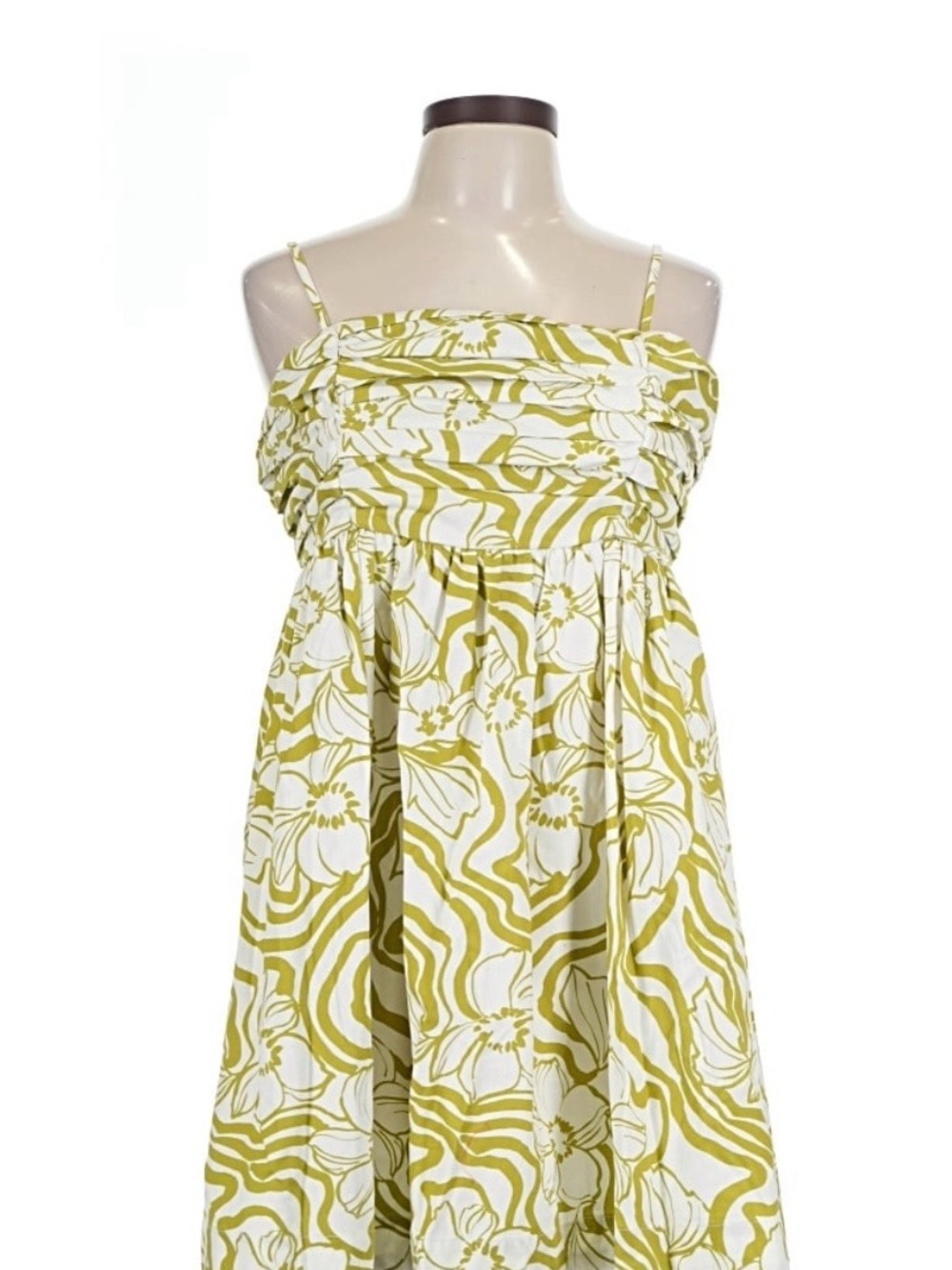 Groovy Free Assembly Floral Paisley Mini Dress in Olive & White Large